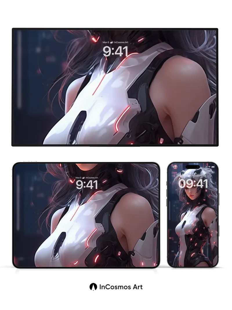 Neon Pulse Wallpaper with Cybernetic Grace