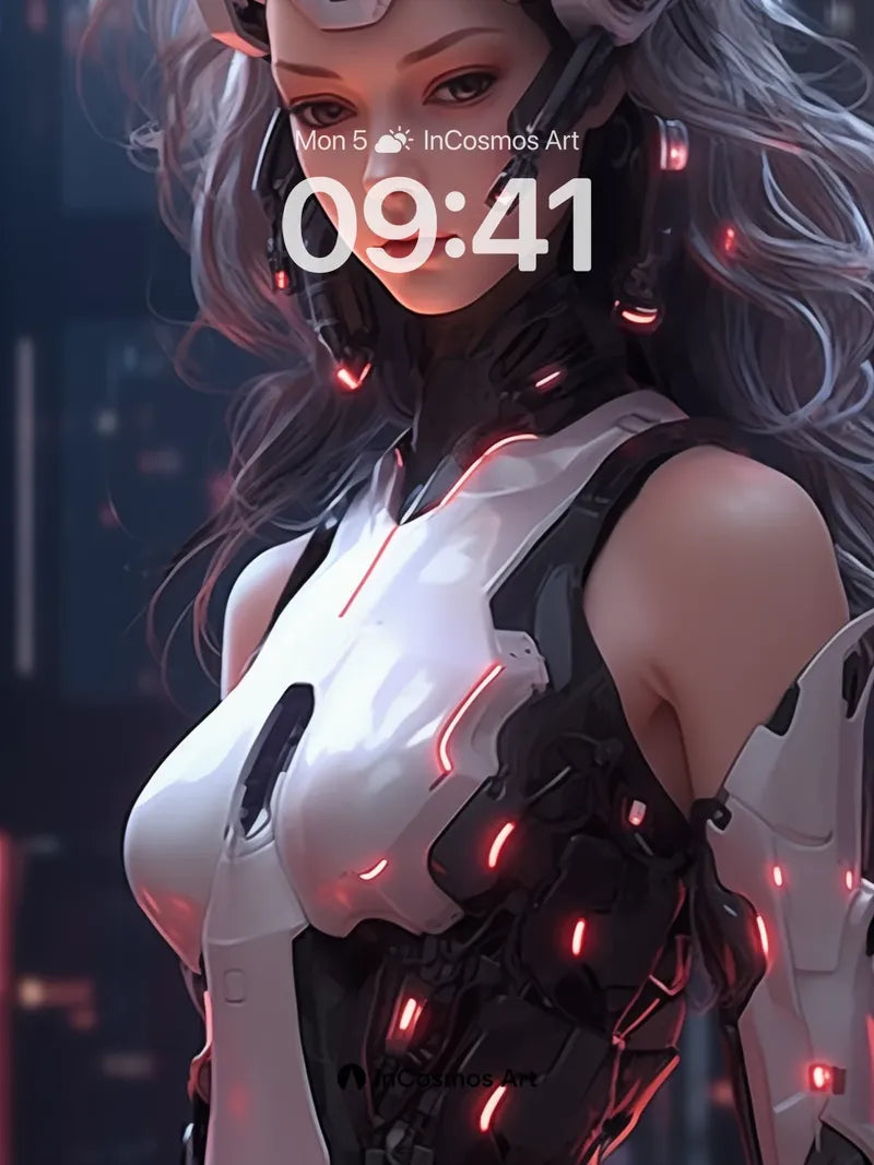 Neon Pulse Wallpaper with Cybernetic Grace