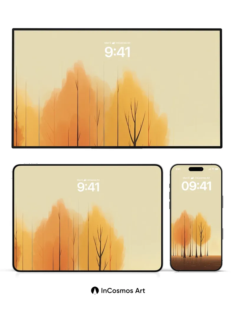 Autumn Hush Wallpaper with Silhouetted Trees