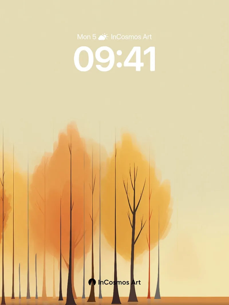 Autumn Hush Wallpaper with Silhouetted Trees