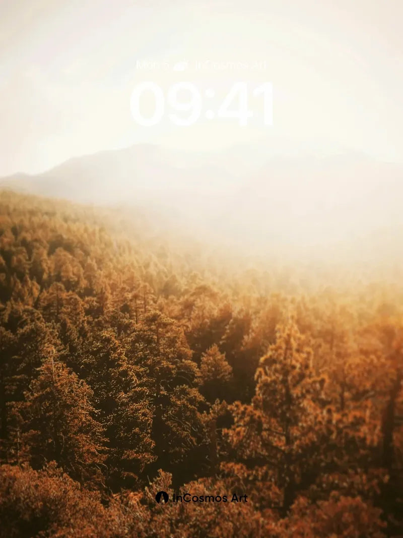 Golden Hush Wallpaper with Mountain Veil