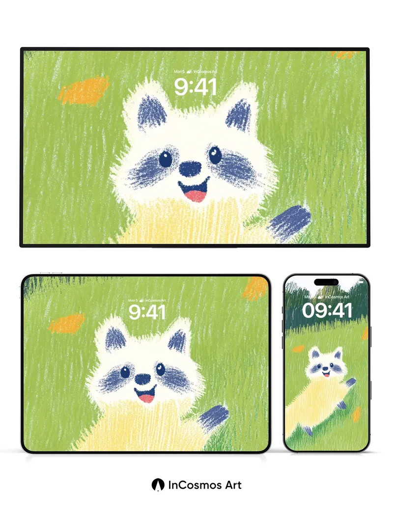 Playful Puffball Wallpaper with Forest Whispers