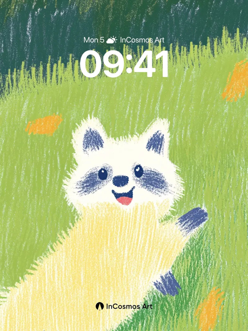 Playful Puffball Wallpaper with Forest Whispers