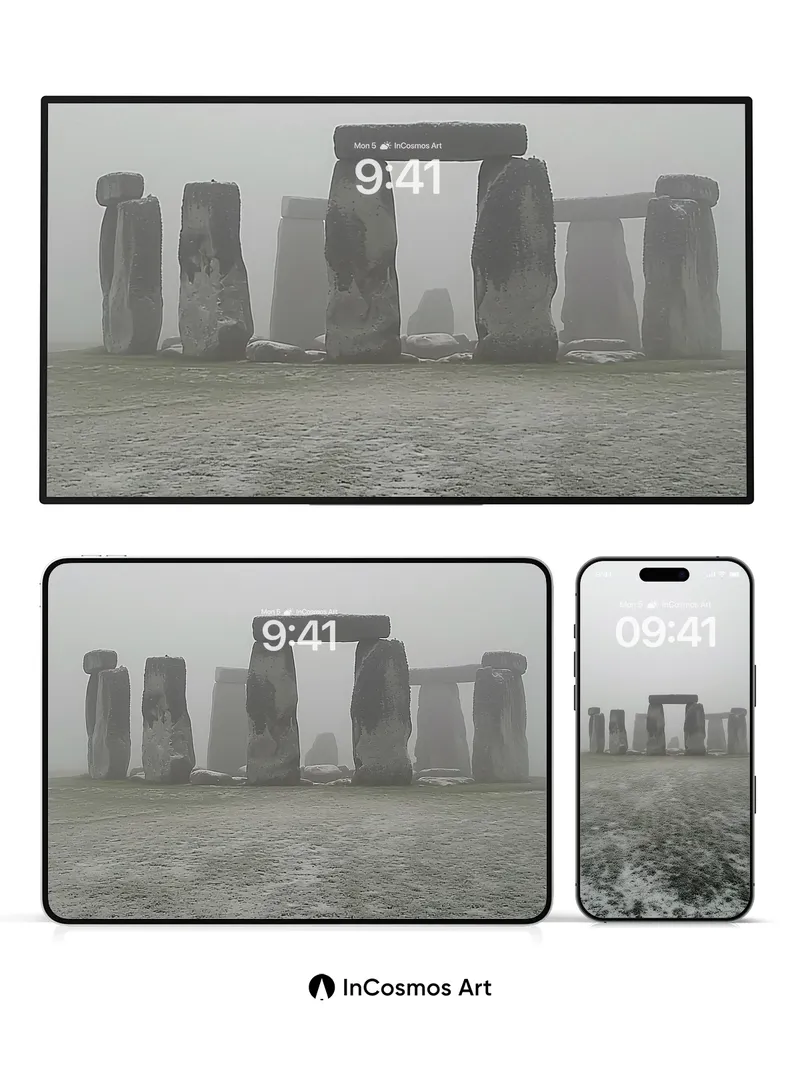 Misty Stonehenge Wallpaper with Frost Whisper