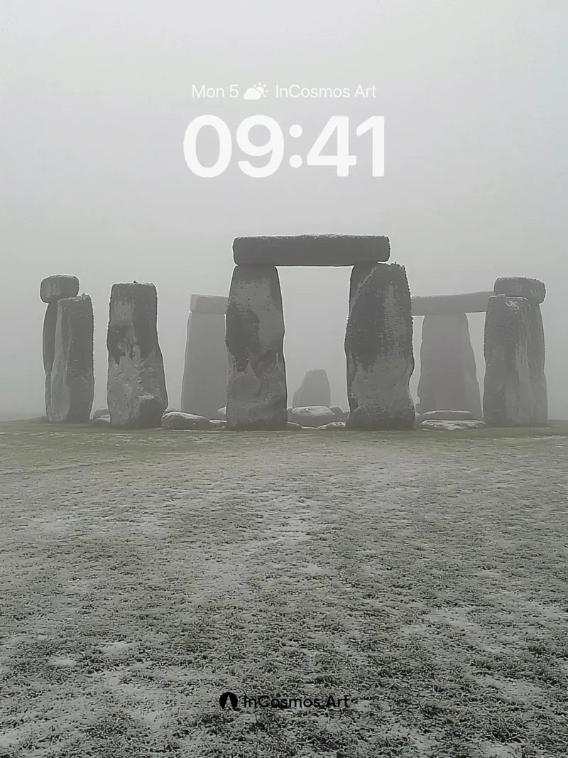 Misty Stonehenge Wallpaper with Frost Whisper