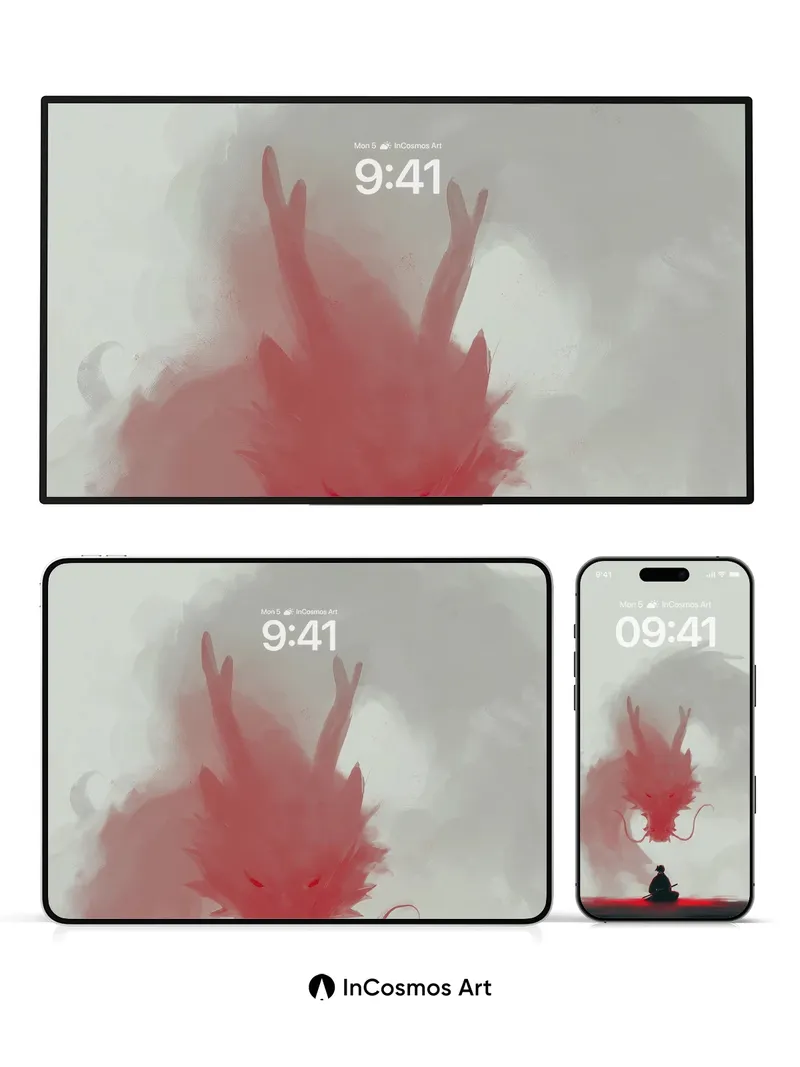 Serenity Dragon Wallpaper with Crimson Mist