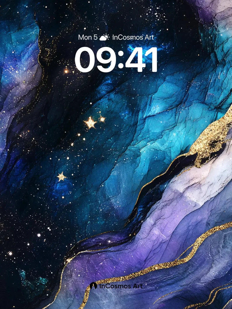 Stellar Veil Wallpaper with Gold Filigree