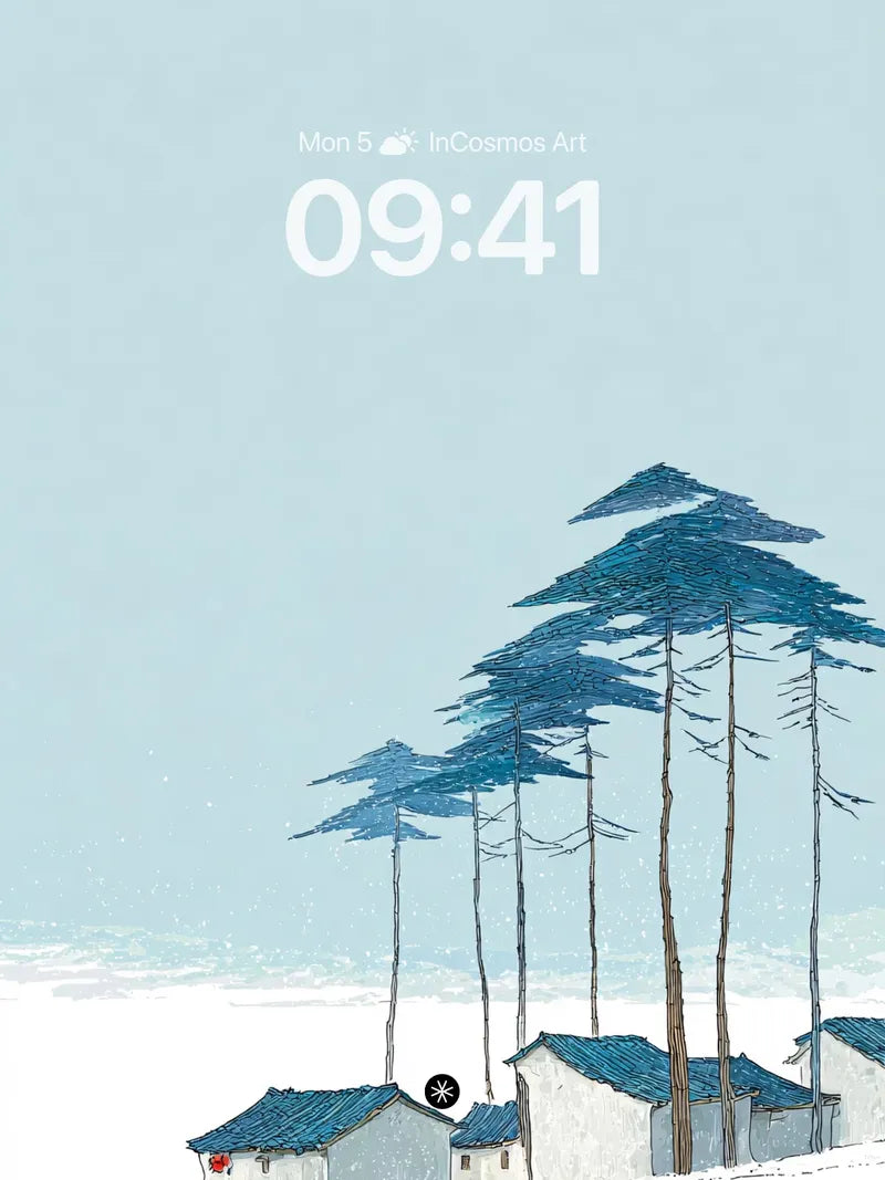 Serene Snowfall Pine Grove Wallpaper - Winter's Quiet Embrace wallpaper for iPhone, iPad & Mac