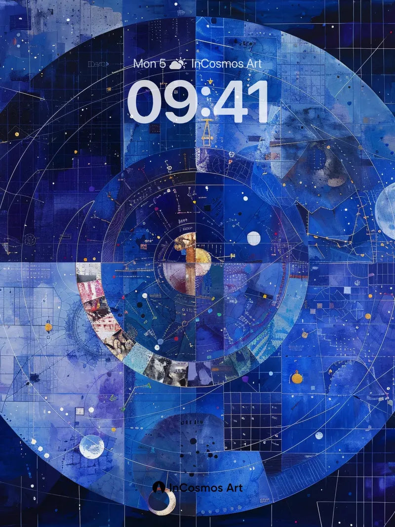 Cosmic Blueprint Wallpaper with Celestial Grids