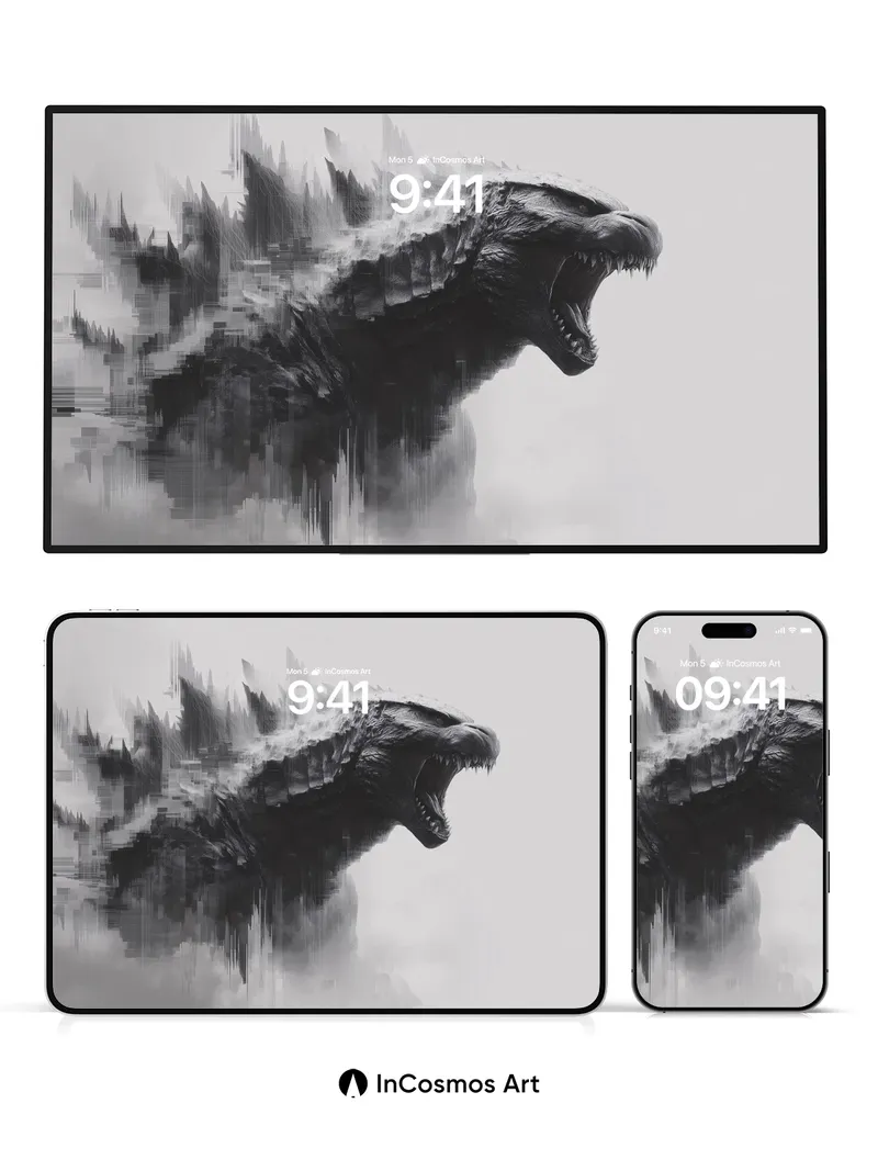 Frost-Born Roar Wallpaper with Digital Fracture