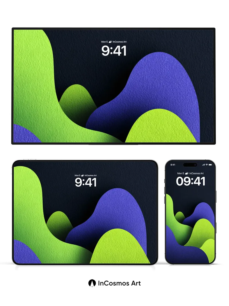 Velvet Wave Wallpaper with Neon Depths