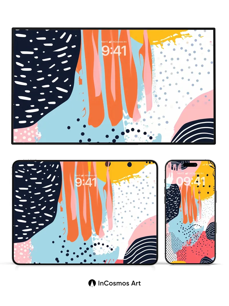 Playful Pulse Wallpaper with Polka Dots and Swirls