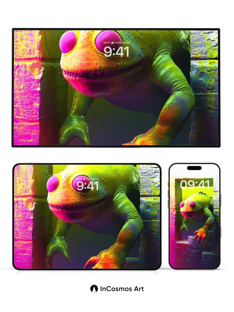 Neon Lurk Wallpaper with Glowing Eyes