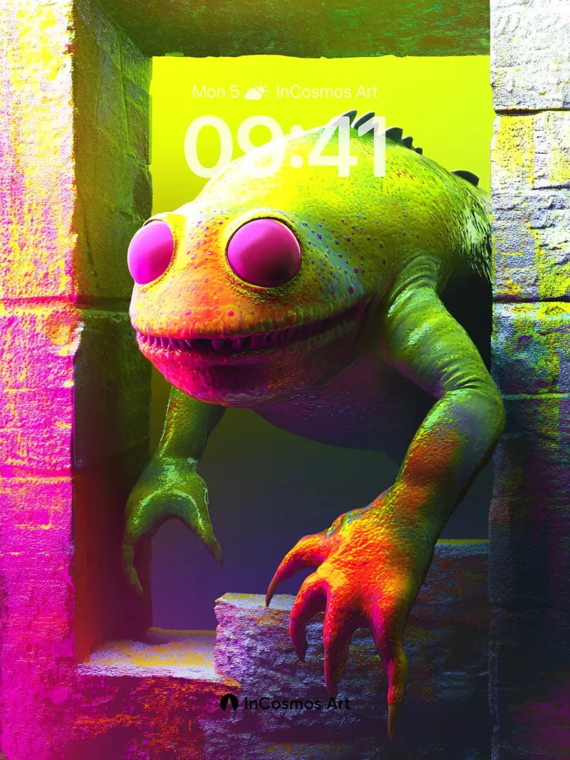 Neon Lurk Wallpaper with Glowing Eyes