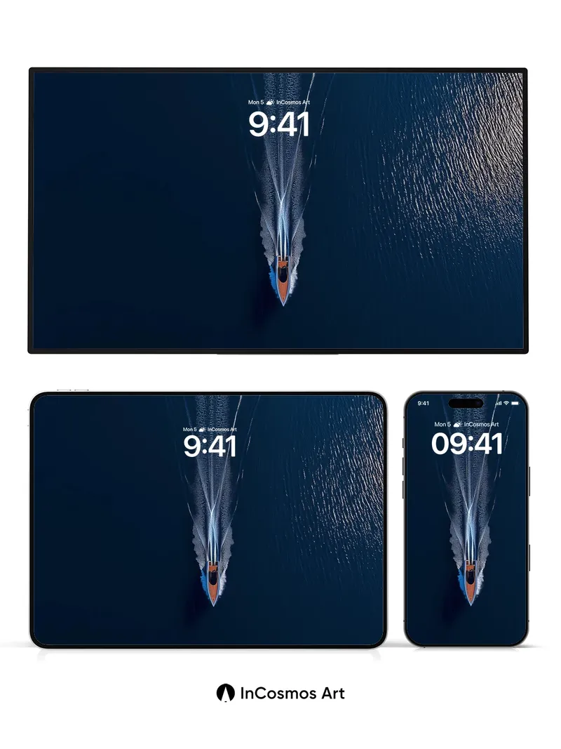 Serenity Slice Wallpaper with Midnight Water Trails