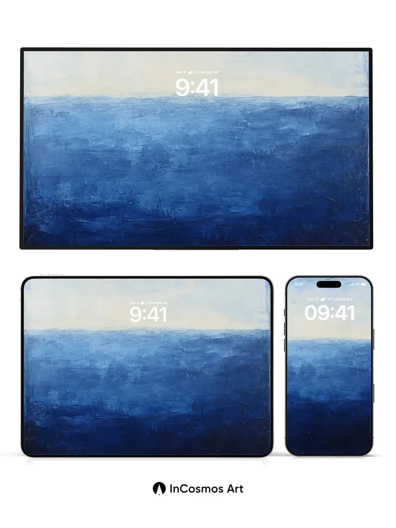 Serenity Horizon Wallpaper with Deep Blue Gradient