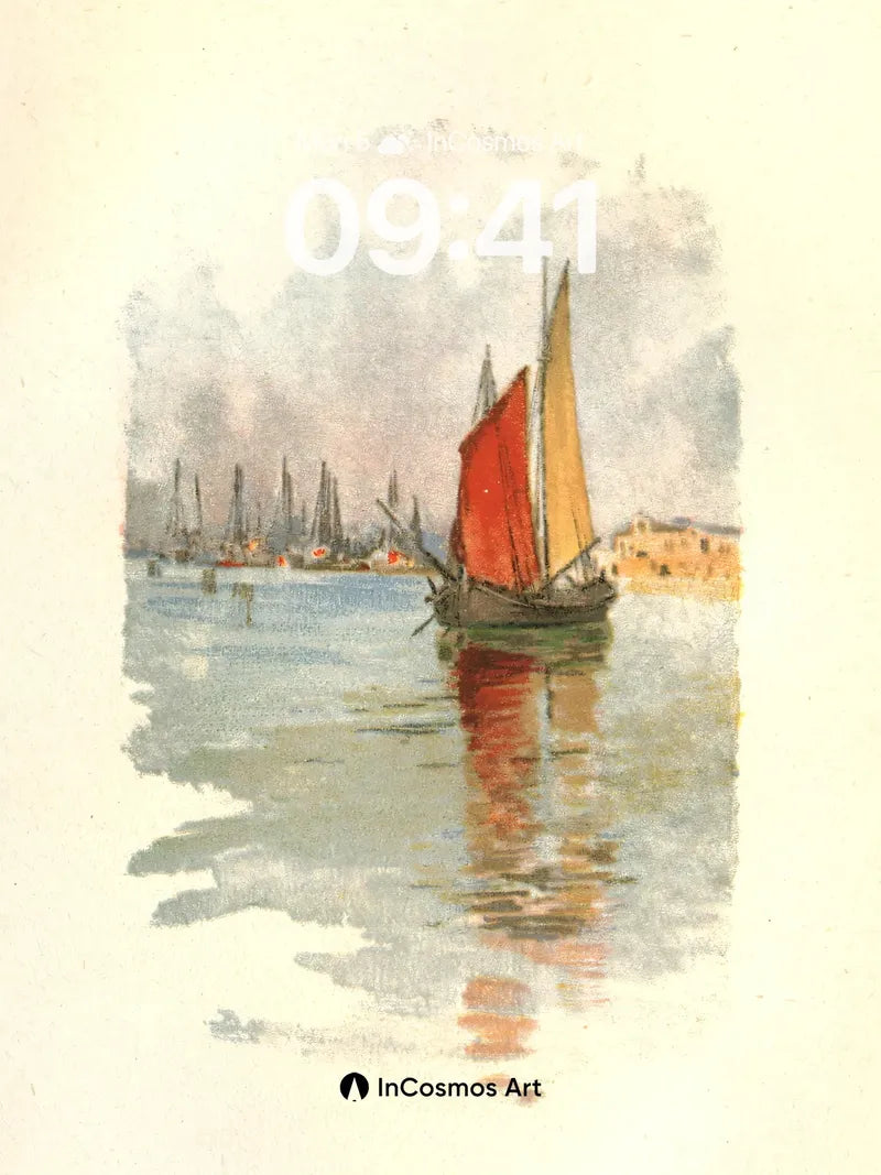 Serenity Sails Wallpaper with Crimson Reflections