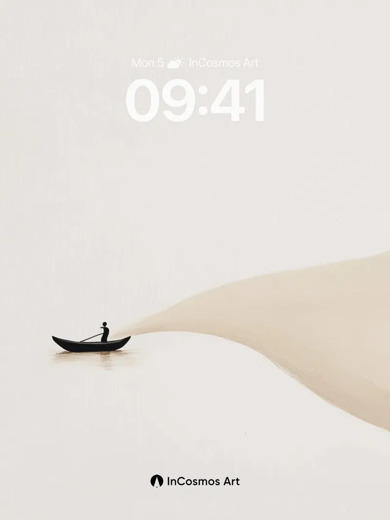 Serenity Dune Wallpaper with Solitary Boat