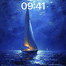 Luminous Sail Wallpaper with Moonlit Sea wallpaper for iPhone, iPad & Mac