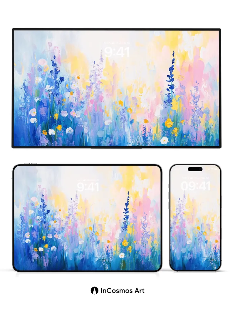 Luminous Meadow Wallpaper with Ethereal Bloom