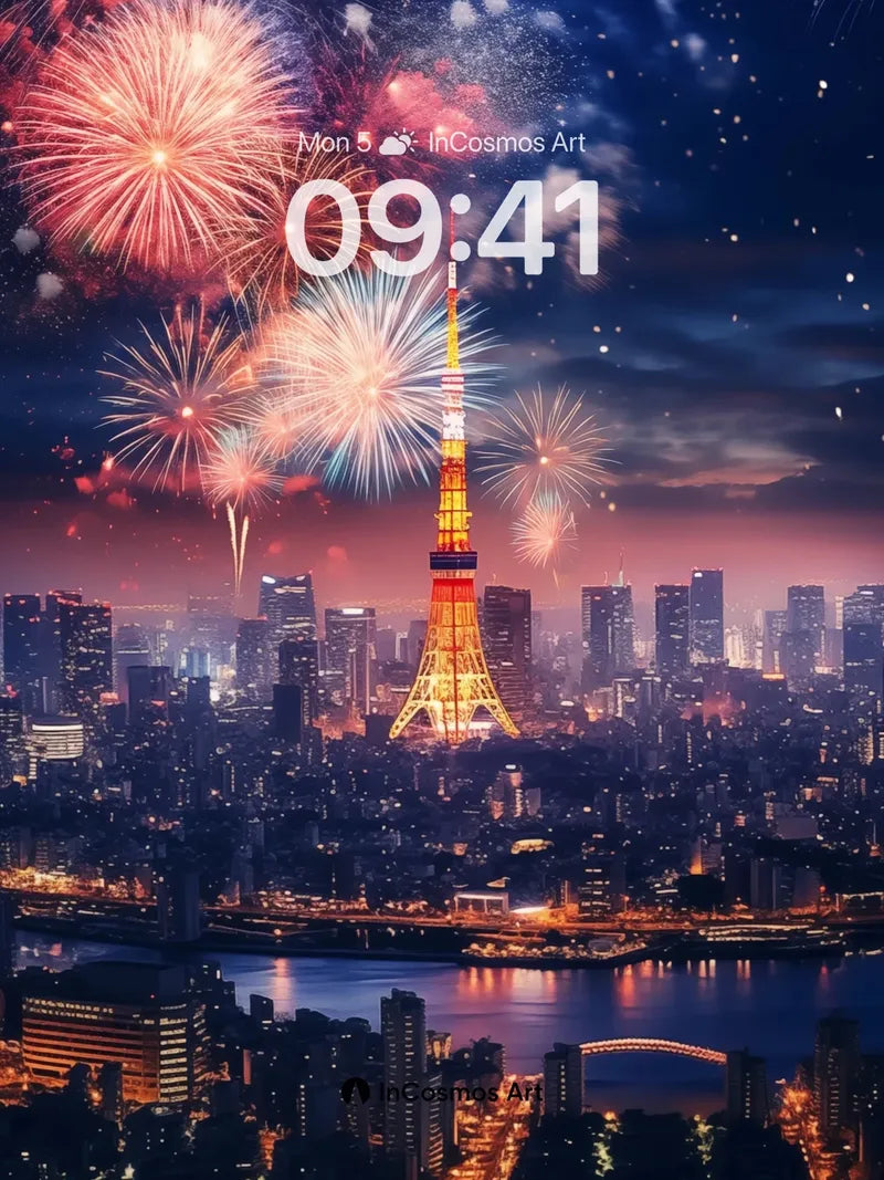 Neon Reverie Wallpaper with Firework Constellations