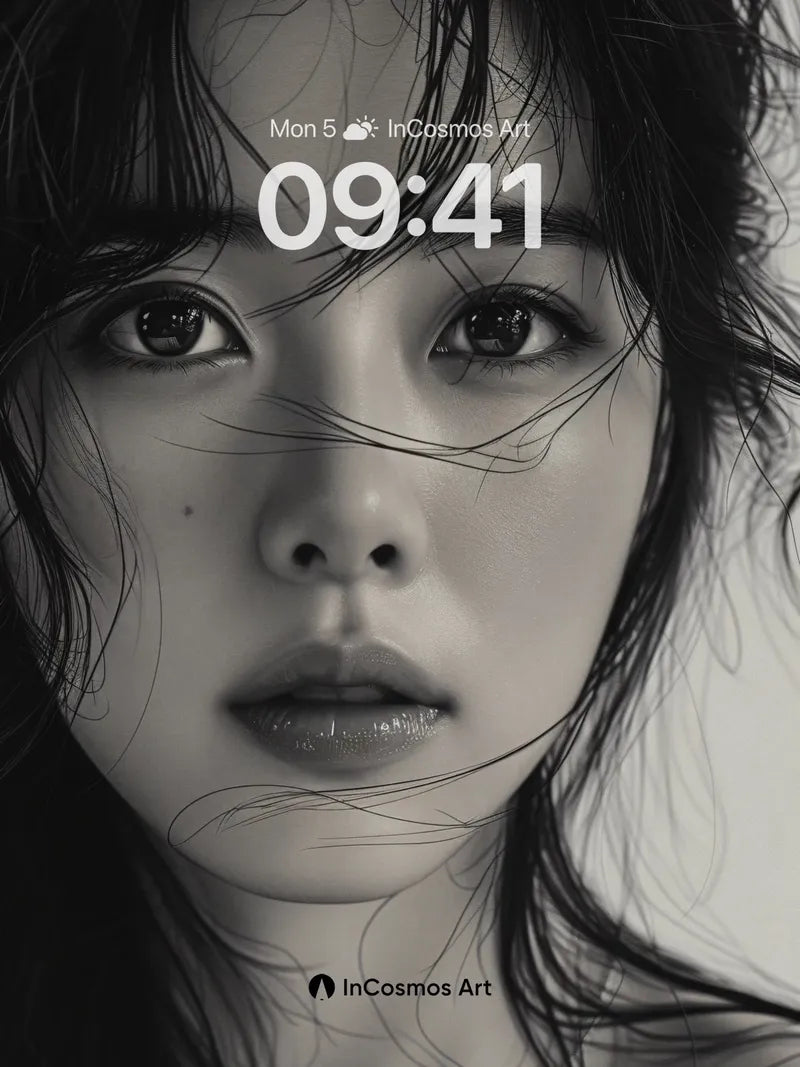 Monochrome Reverie Wallpaper with Whispering Hair