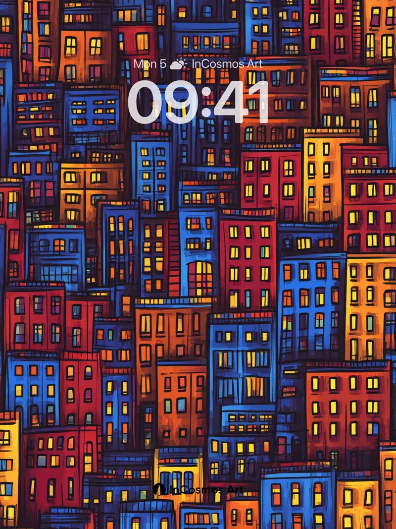 Electric Cityscape Wallpaper with Neon Windows