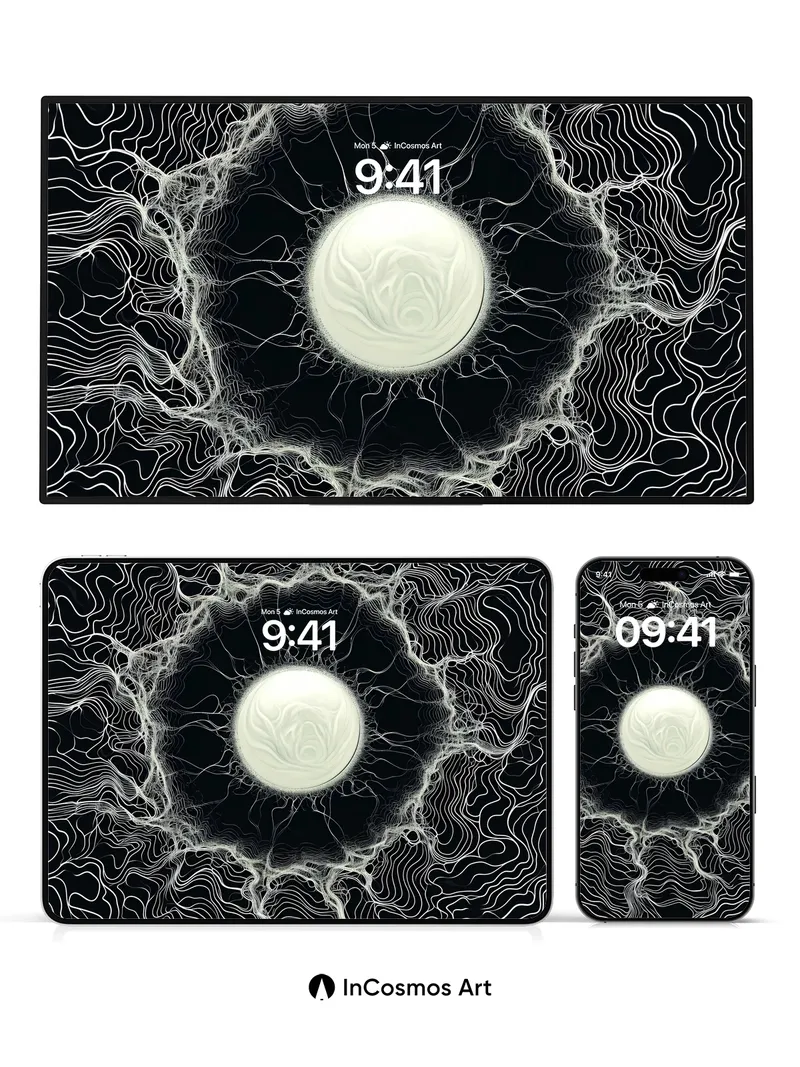 Luminous Void Wallpaper with Fractal Veins