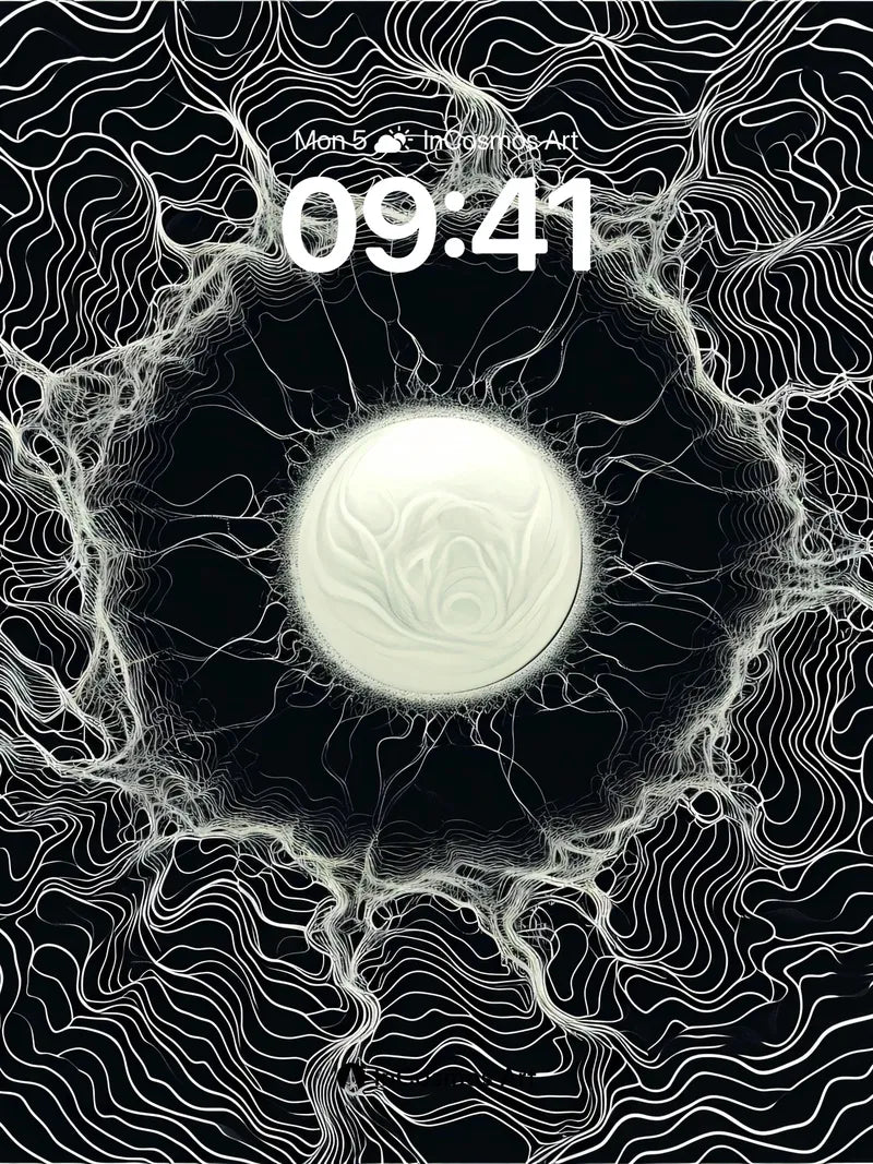 Luminous Void Wallpaper with Fractal Veins