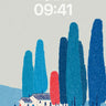 Serene Winter Forest Wallpaper with Snowy Houses wallpaper for iPhone, iPad & Mac