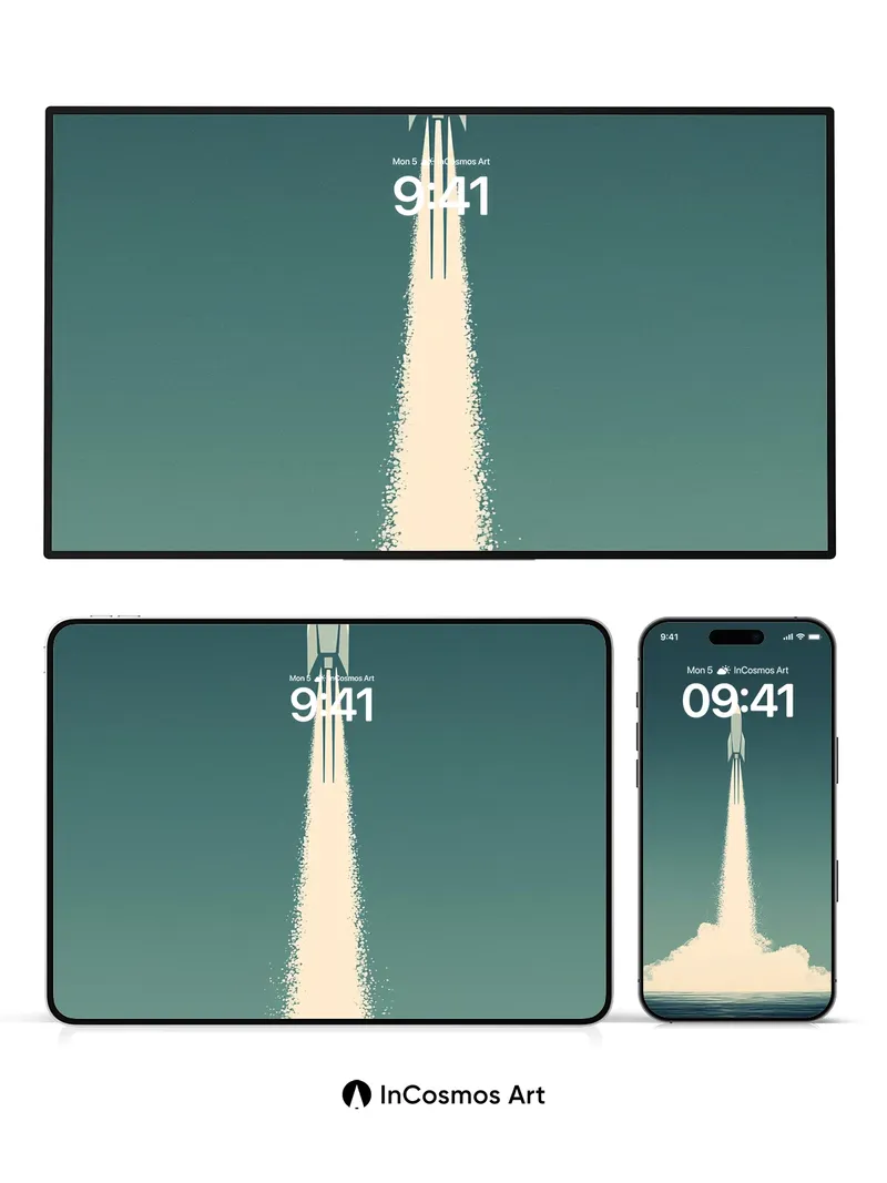 Ascendant Rocket Wallpaper with Celestial Trail