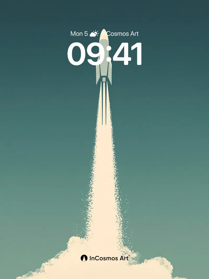 Ascendant Rocket Wallpaper with Celestial Trail