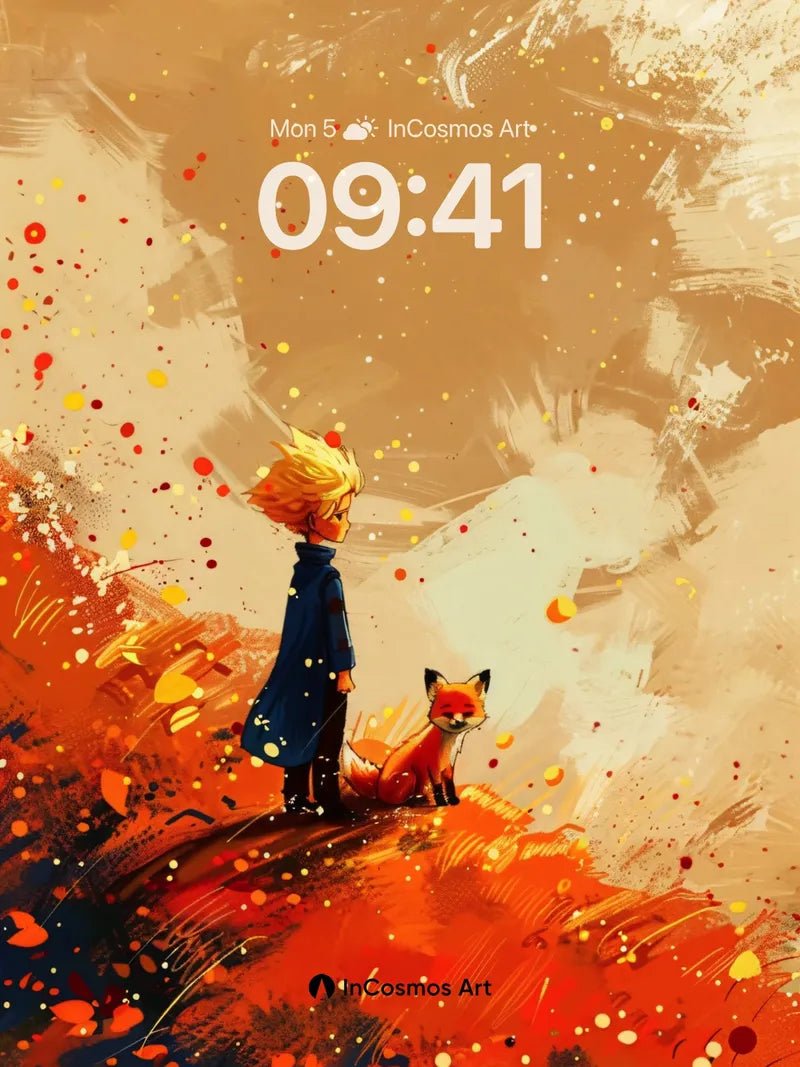 Autumn Whispers Wallpaper with Fox and Child