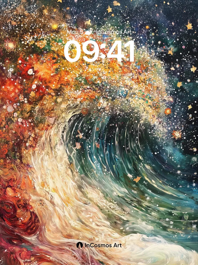 Cosmic Wave Wallpaper with Starlit Bloom wallpaper for iPhone, iPad & Mac