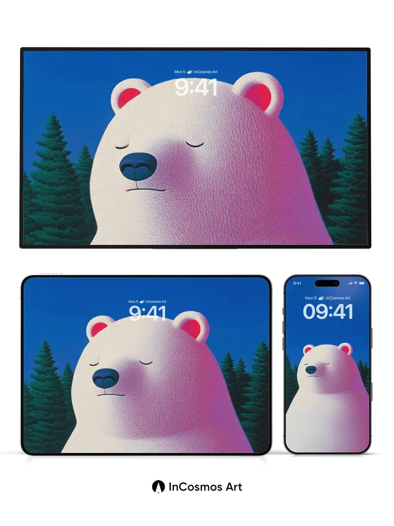 Serene Polar Bear Wallpaper with Soft Light Gradient