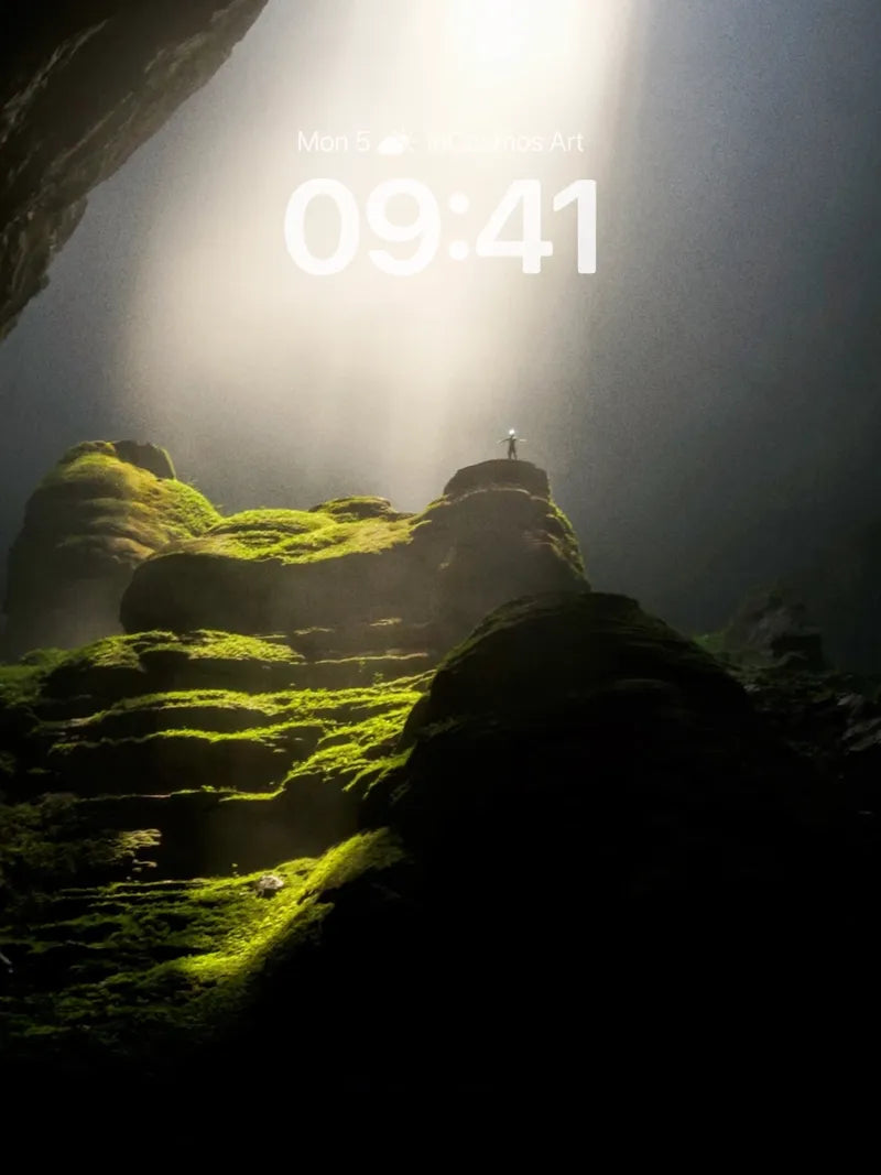 Solitary Light Wallpaper with Moss-Covered Depths