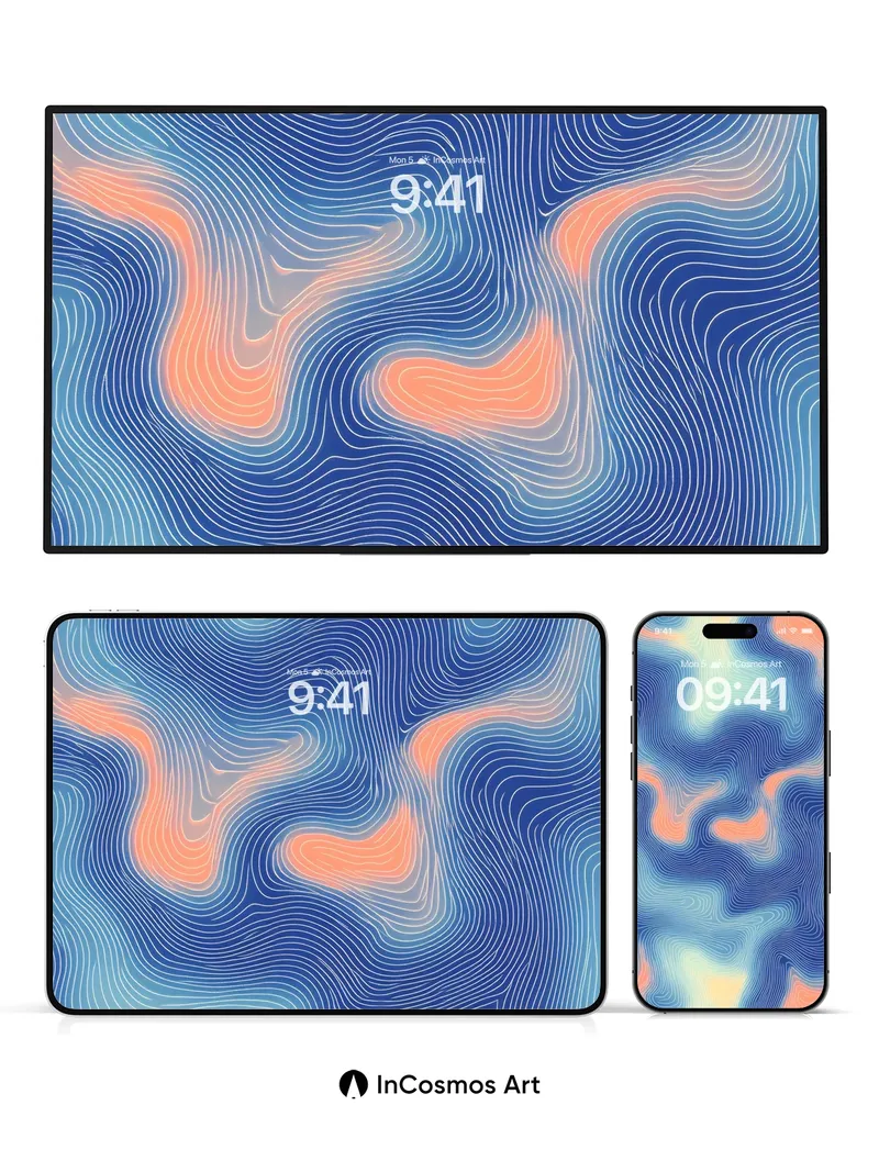 Serenity Wave Wallpaper with Contour Lines