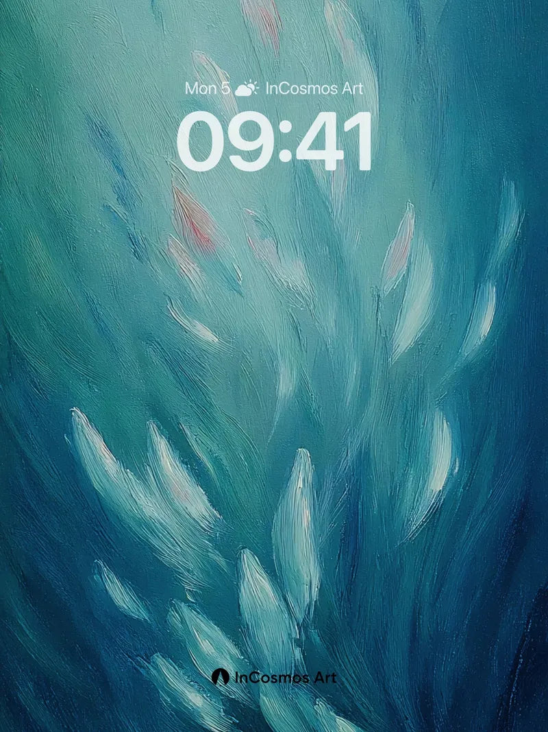 Aquatic Whisper Wallpaper with Floating Petals