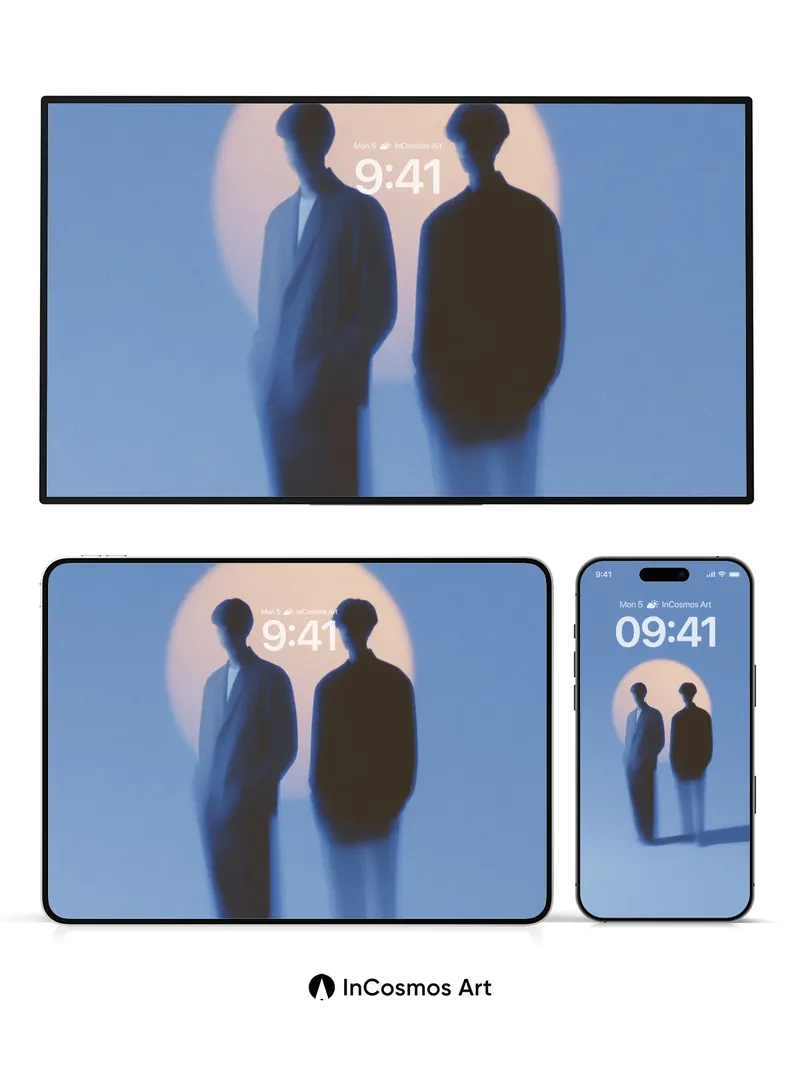 Silhouetted Echoes Wallpaper with Lunar Halo