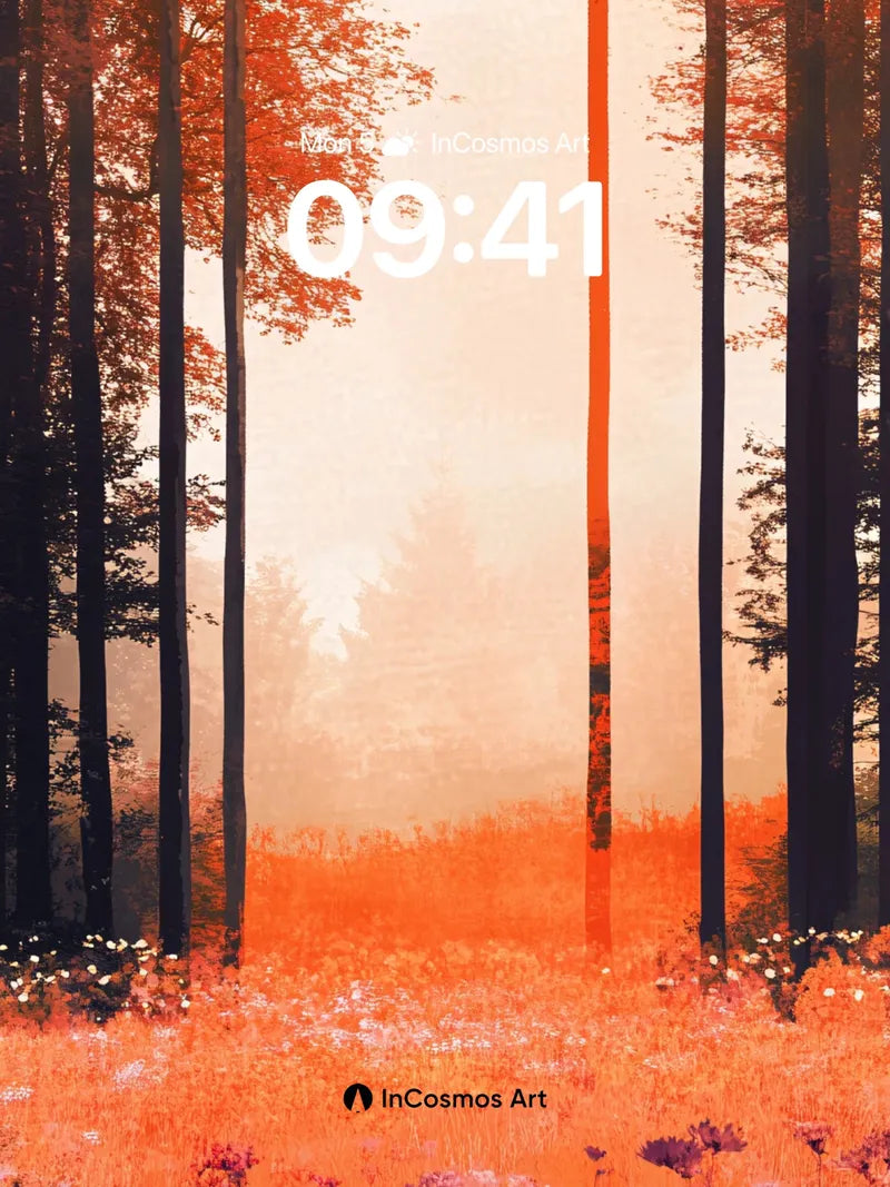 Crimson Hush Wallpaper with Whispering Pines