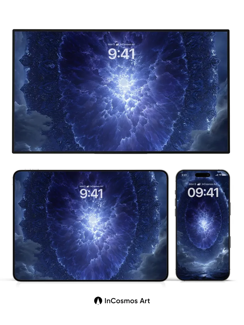 Cosmic Portal Wallpaper with Fractal Light