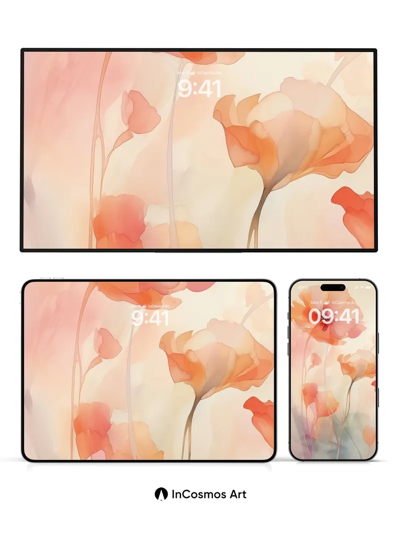 Soft Hush Floral Wallpaper with Ethereal Light