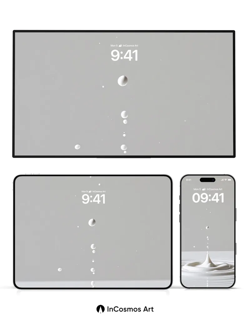 Serenity Splash Wallpaper with Floating Droplets