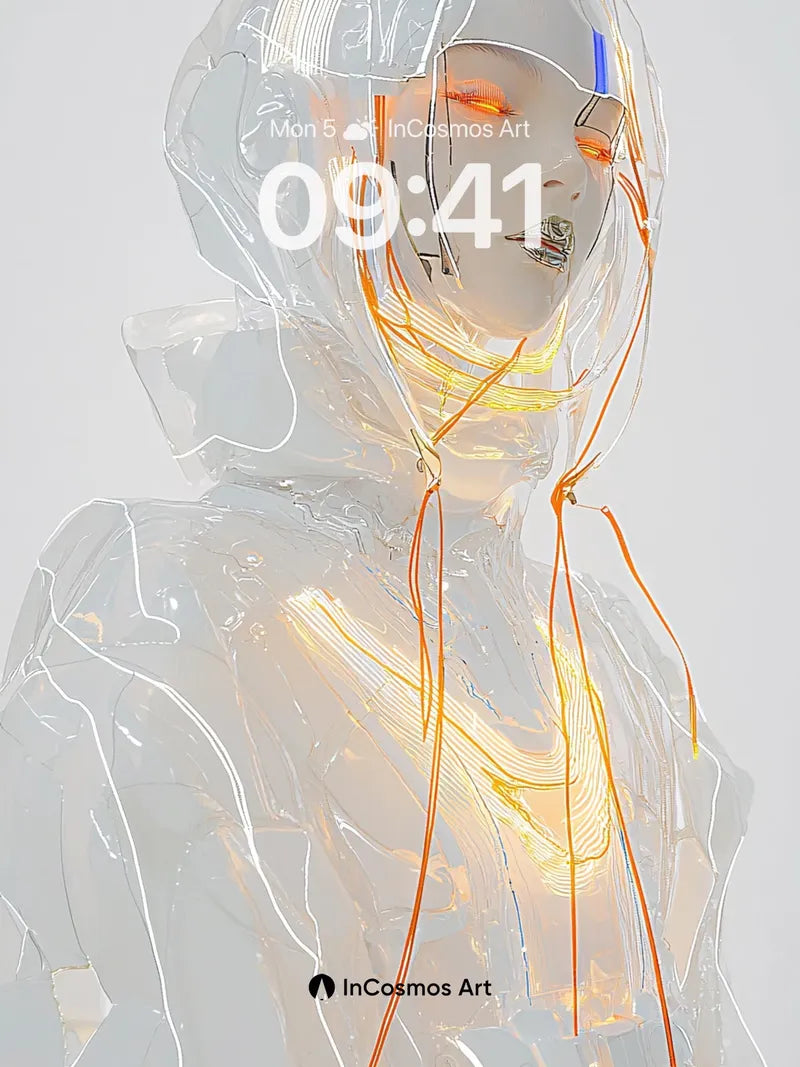 Neon Veil Wallpaper with Circuit Light