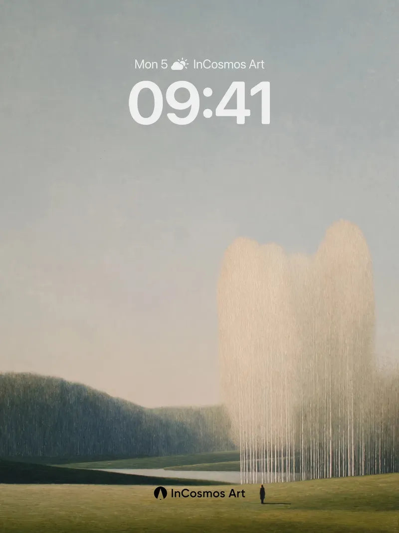 Solitary Figure in Misty Landscape Wallpaper wallpaper for iPhone, iPad & Mac