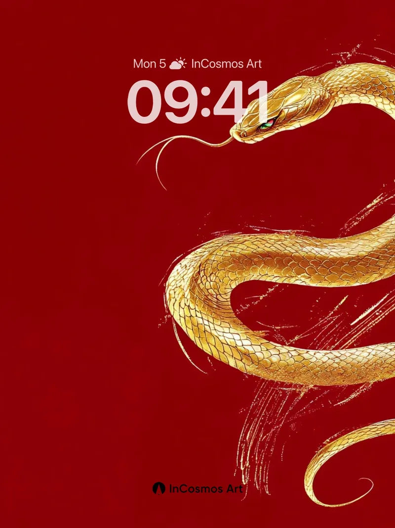 Golden Serpent Wallpaper with Crimson Veil