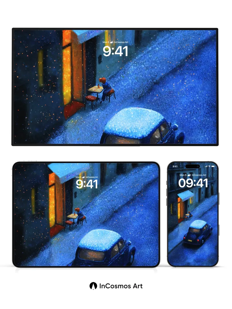 Snowfall Serenade Wallpaper with Warm Light