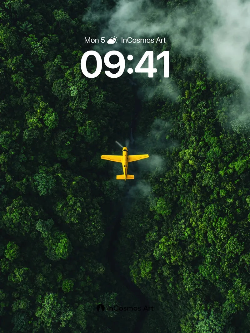 Emerald Veil Wallpaper with Golden Flight