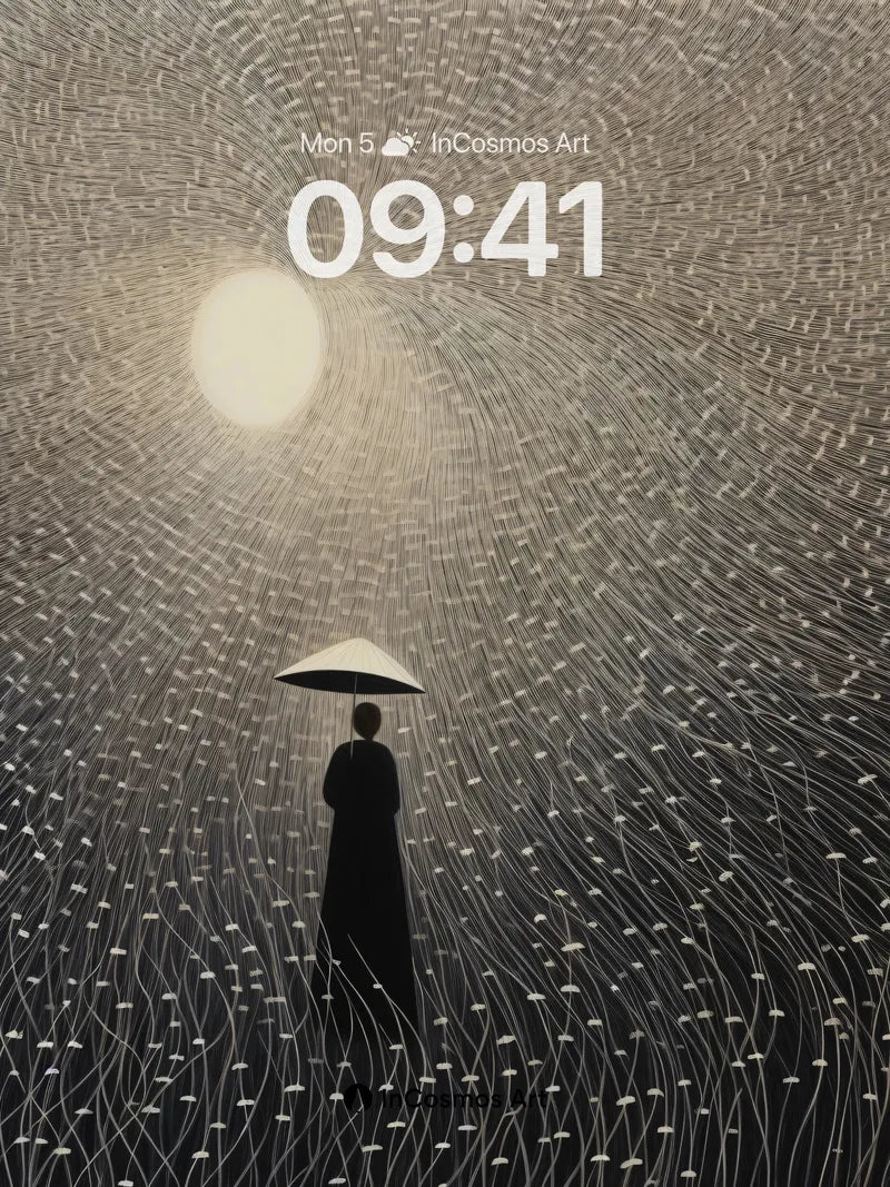 Ethereal Rainfall Wallpaper with Celestial Umbrella wallpaper for iPhone, iPad & Mac