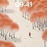 Serenity in Coral Canopy Wallpaper with Snow-Blanketed Path wallpaper for iPhone, iPad & Mac